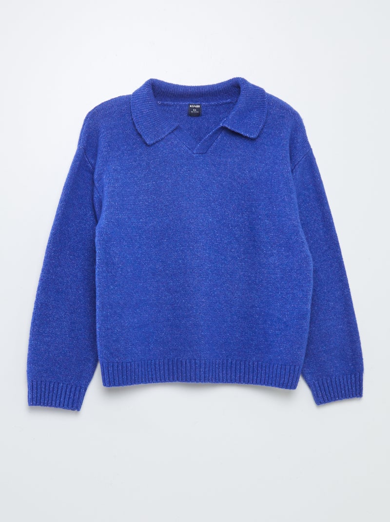 Pullover in maglia con collo polo BLU - Kiabi