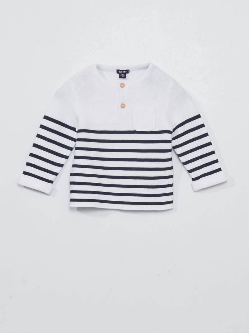 Pullover in maglia con collo serafino BIANCO - Kiabi