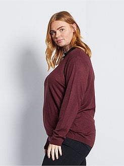 Taglie forti donna - Pullover in maglia con finto collo - Kiabi