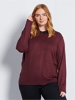 Taglie forti donna - Pullover in maglia con finto collo - Kiabi