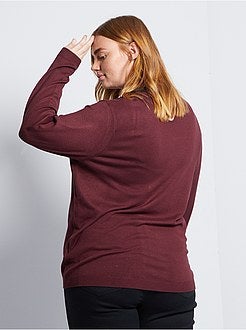 Taglie forti donna - Pullover in maglia con finto collo - Kiabi