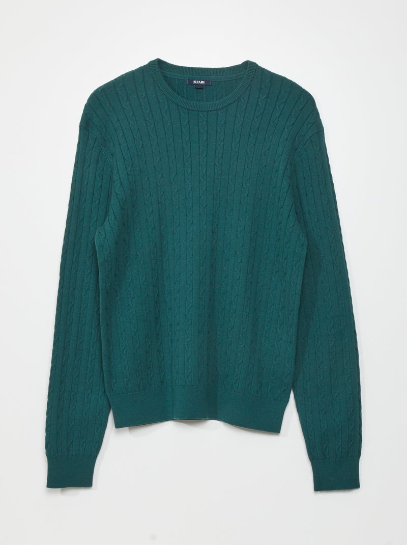 Pullover in maglia con lavorazione a trecce Blu - Kiabi