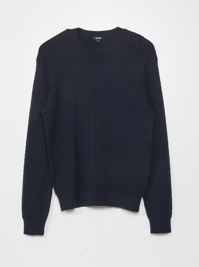 Pullover in maglia con lavorazione a trecce Blu navy - Kiabi