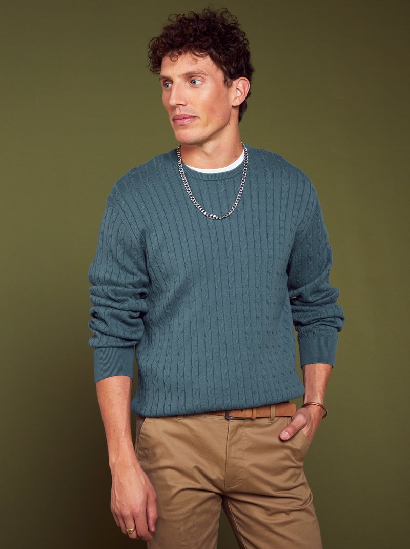 Pullover in maglia con lavorazione a trecce Carta da zucchero - Kiabi