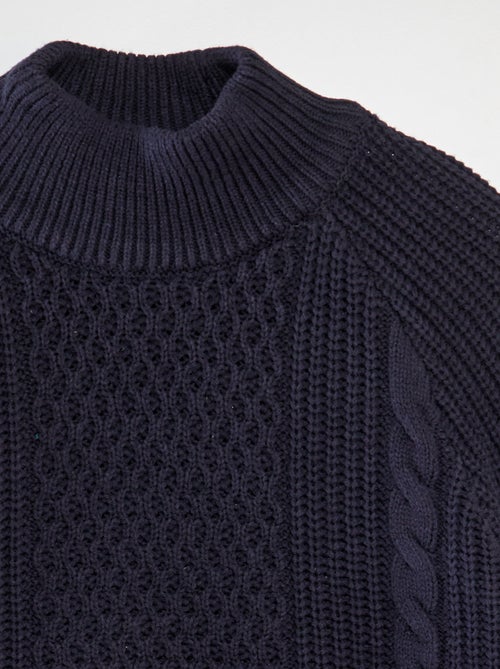 Pullover in maglia con lavorazione a trecce e collo alto - Kiabi