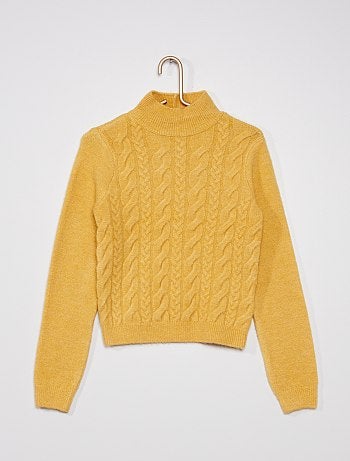 Pullover in maglia pelosa con cuore Rosa bambina Okaïdi \u0026 Obaïbi