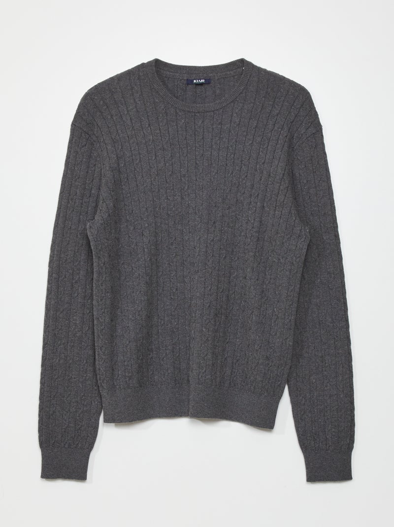 Pullover in maglia con lavorazione a trecce Grigio - Kiabi