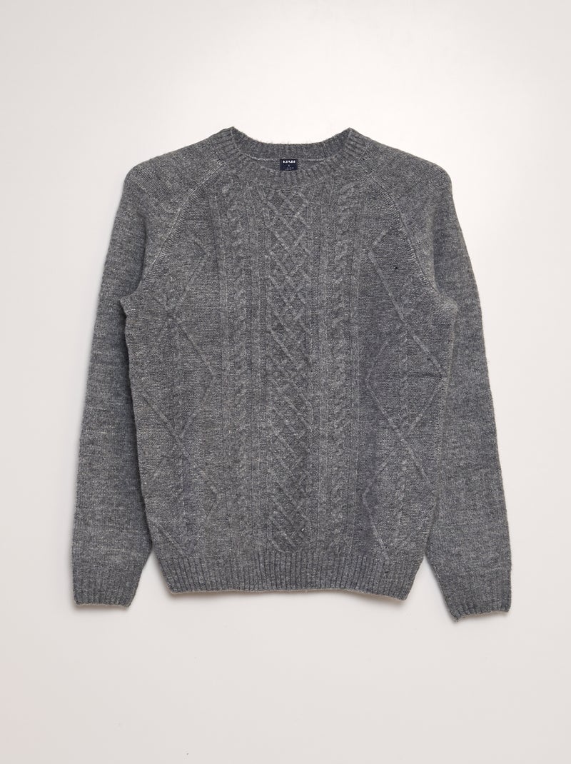 Pullover in maglia con lavorazione a trecce GRIGIO - Kiabi