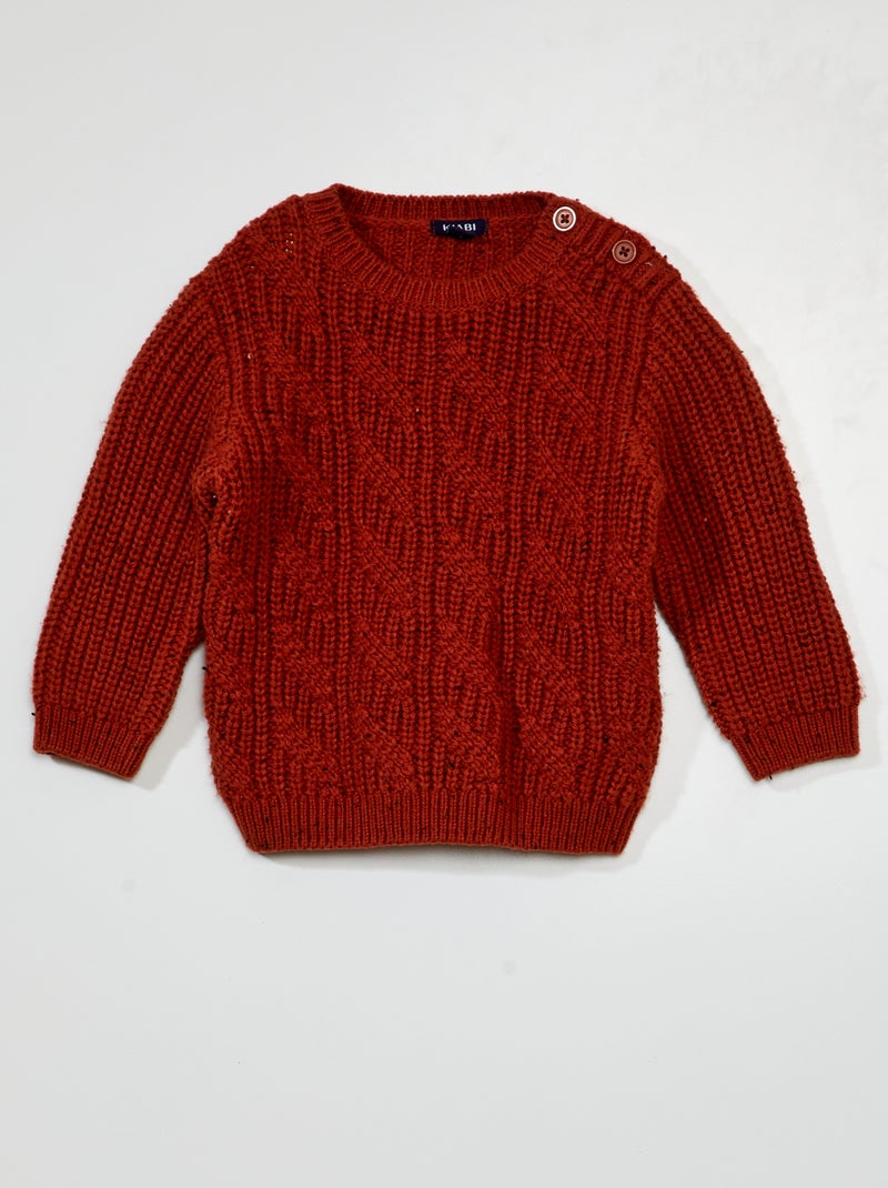Pullover in maglia con lavorazione a trecce MARRONE - Kiabi