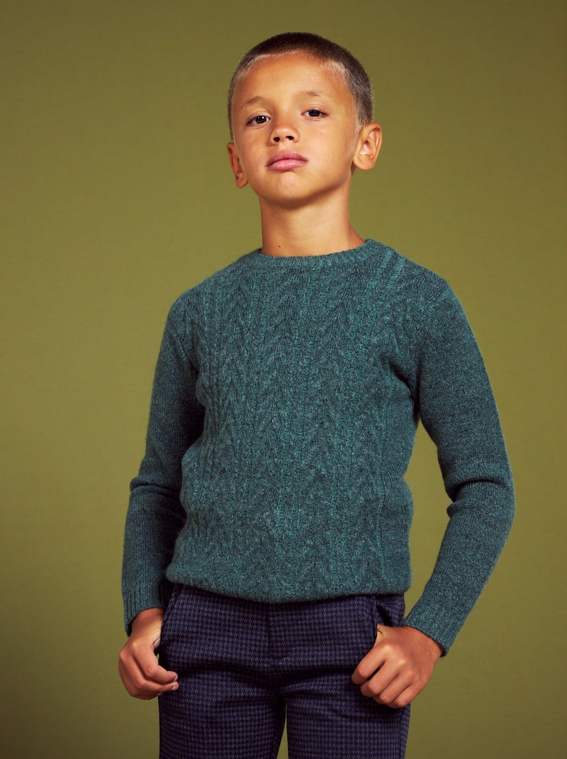 Pullover in maglia con lavorazione a trecce VERDE - Kiabi