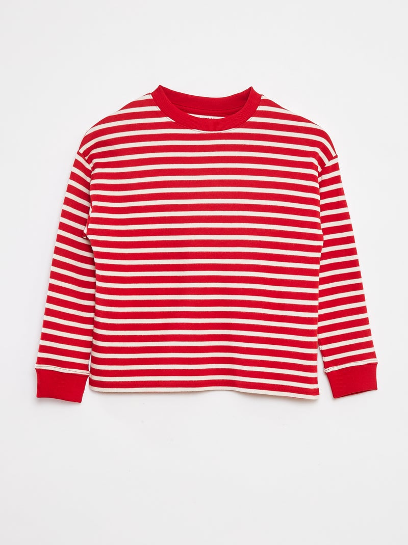 Pullover in maglia con motivo a righe all over Rosso - Kiabi