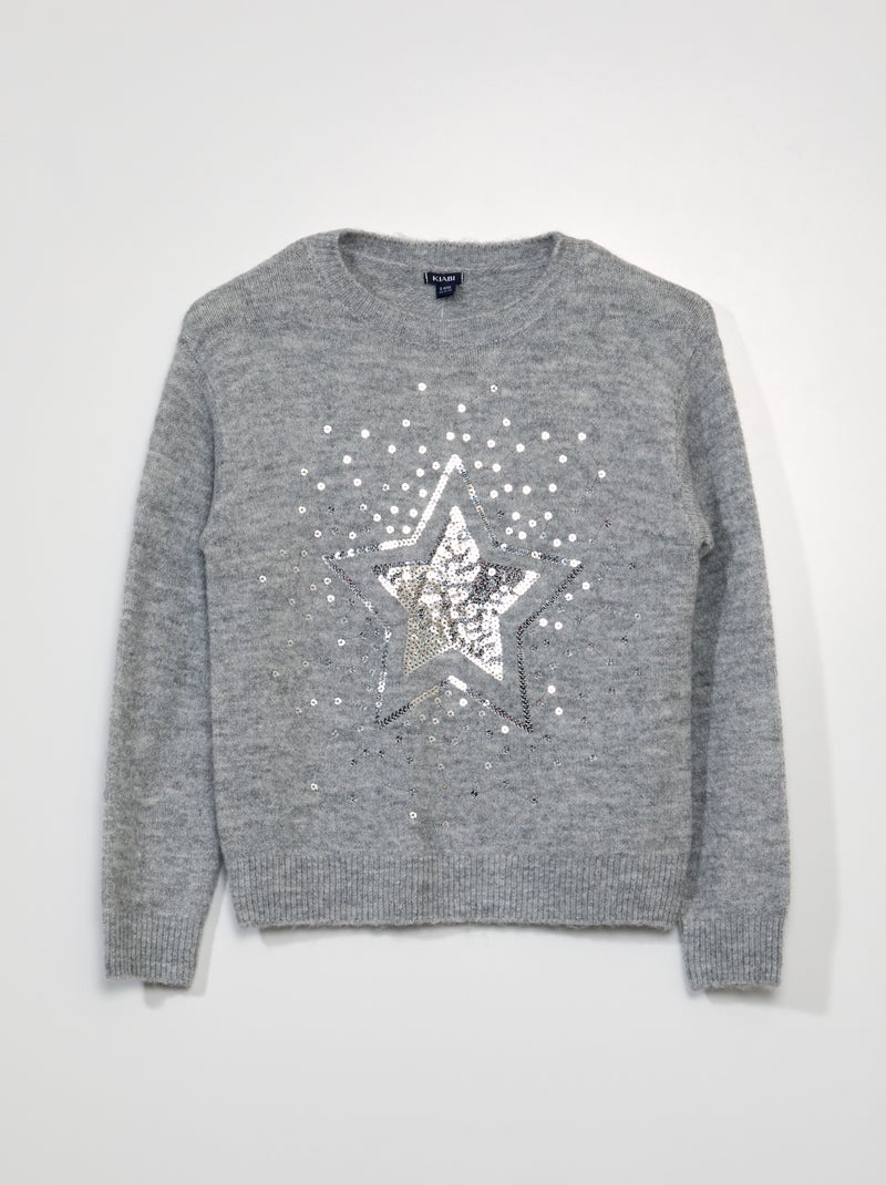 Pullover in maglia con paillettes fantasia GRIGIO - Kiabi
