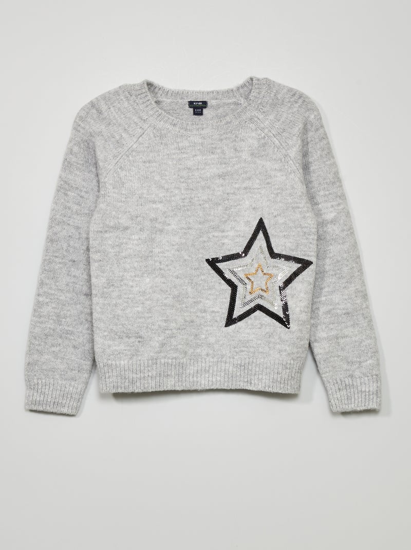 Pullover in maglia con ricamo in paillettes GRIGIO - Kiabi
