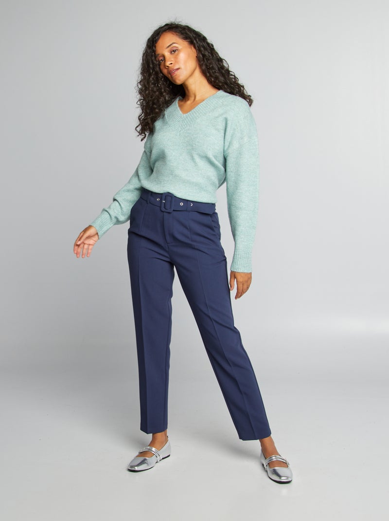 Pullover in maglia con scollo a V BLU - Kiabi