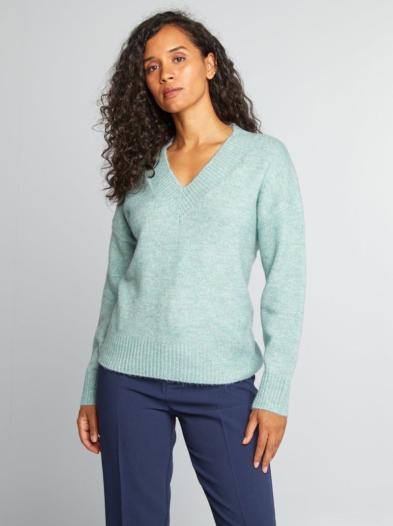 Pullover in maglia con scollo a V BLU - Kiabi