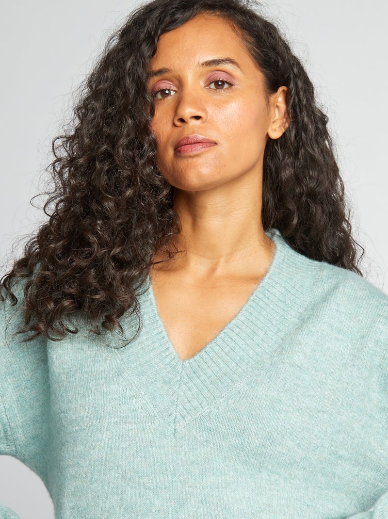 Pullover in maglia con scollo a V BLU - Kiabi