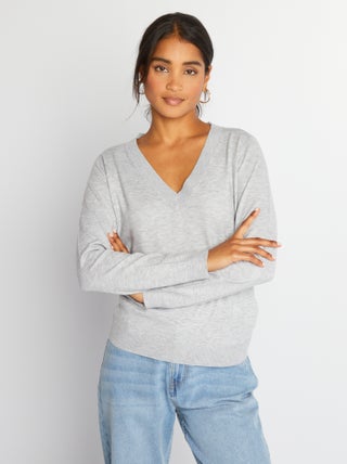 Pullover in maglia con scollo a V