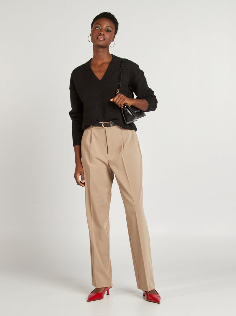 Pullover in maglia con scollo a V NERO - Kiabi