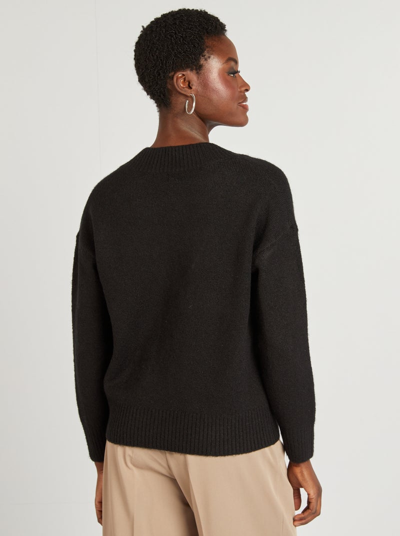 Pullover in maglia con scollo a V NERO - Kiabi