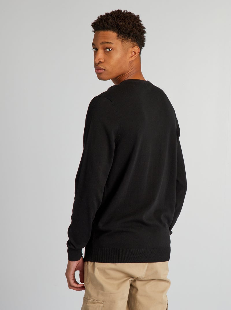 Pullover in maglia con scollo a V per persone più alte di 190 cm nero - Kiabi