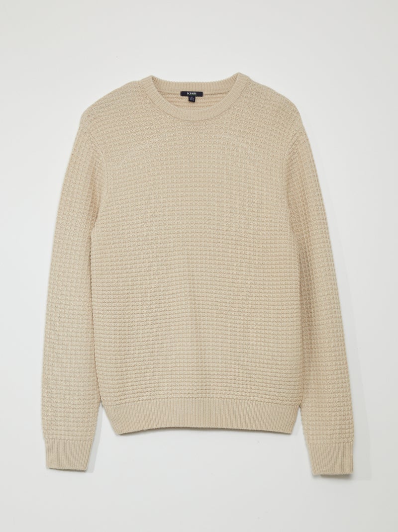 Pullover in maglia con scollo tondo BEIGE - Kiabi