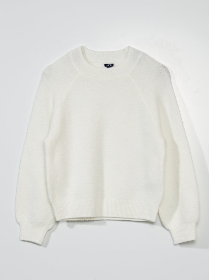 Pullover in maglia con scollo tondo Bianco - Kiabi