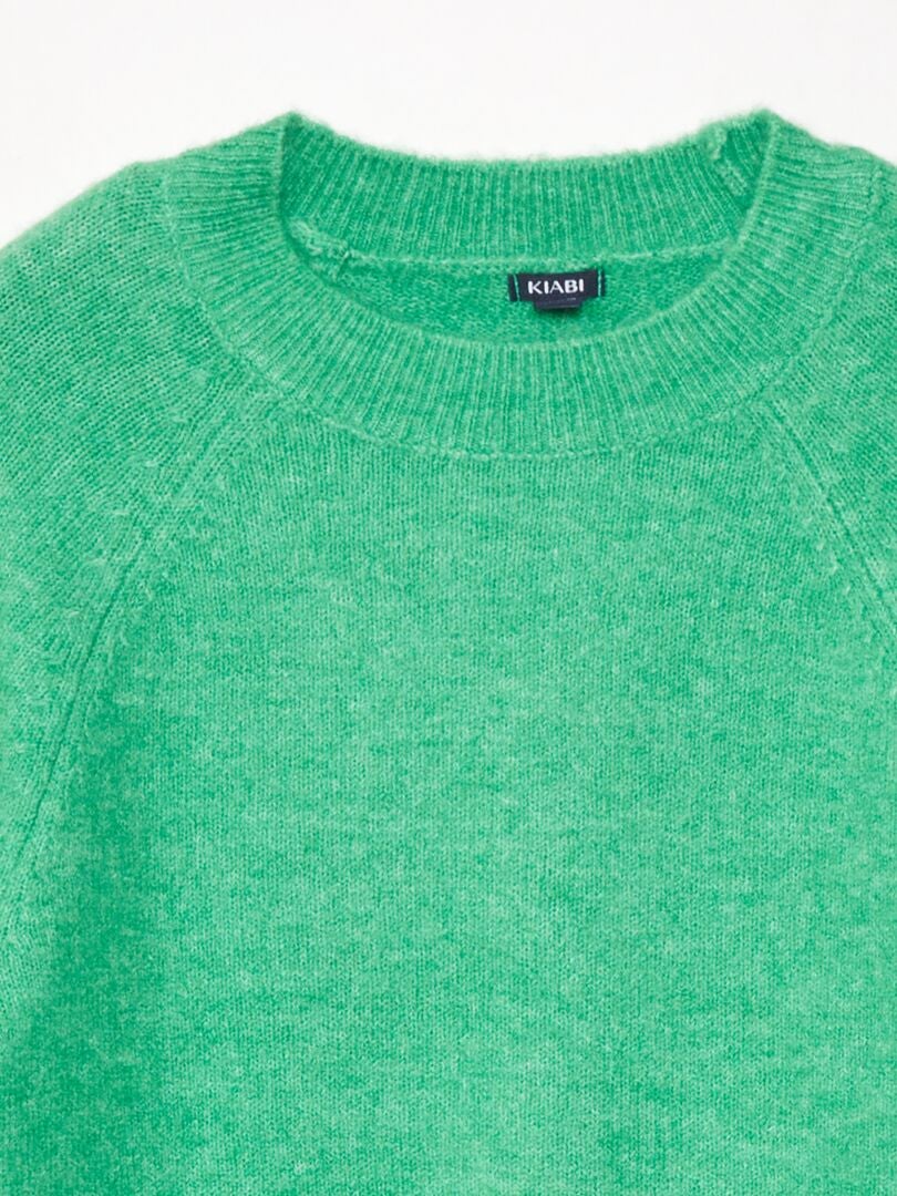 Pullover in maglia con scollo tondo Verde - Kiabi
