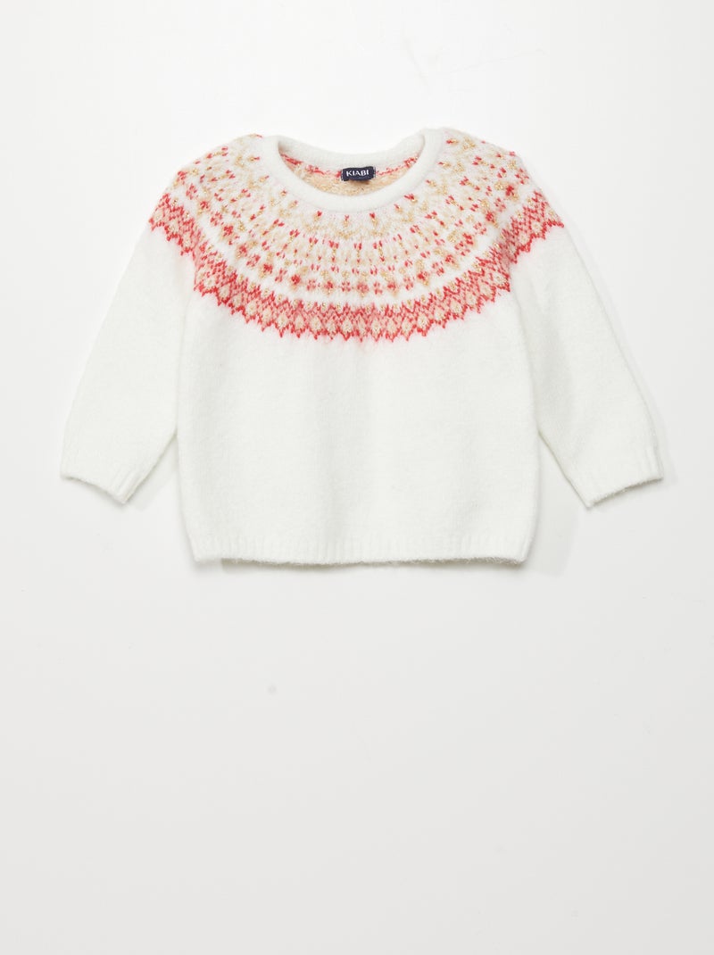 Pullover in maglia con stampa 'jacquard' BIANCO - Kiabi