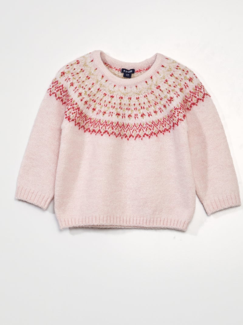 Pullover in maglia con stampa 'jacquard' ROSA - Kiabi