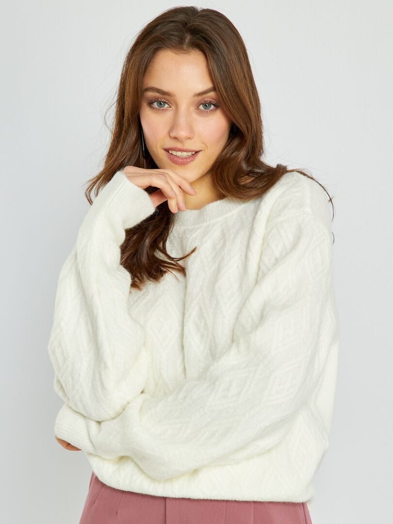 Pullover in maglia con torciglioni Bianco - Kiabi