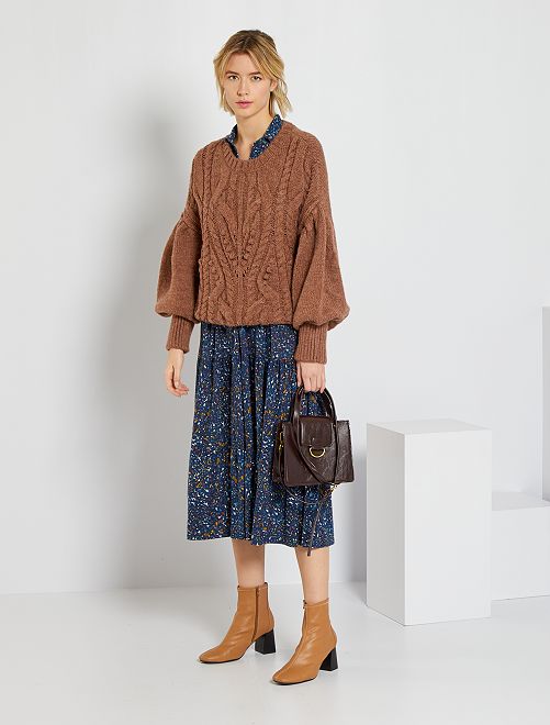 Pullover in maglia con trecce - MARRONE - Kiabi - 25.00€