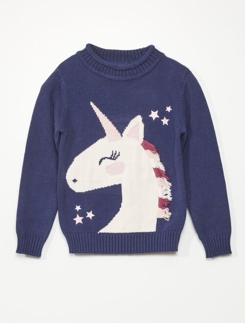 Pullover in maglia con unicorno - Kiabi
