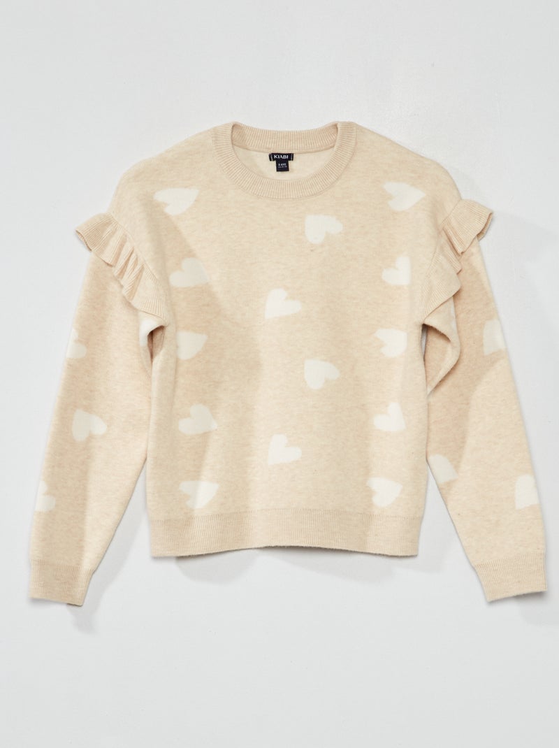 Pullover in maglia con volant BEIGE - Kiabi