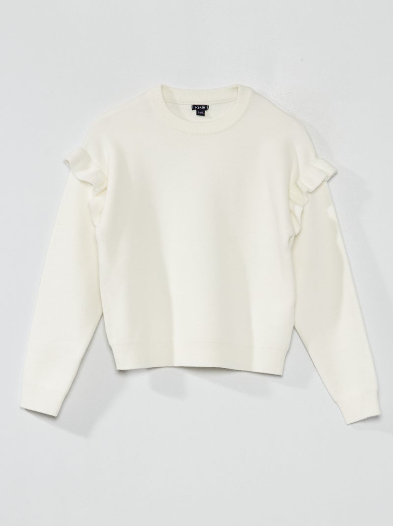 Pullover in maglia con volant Bianco - Kiabi