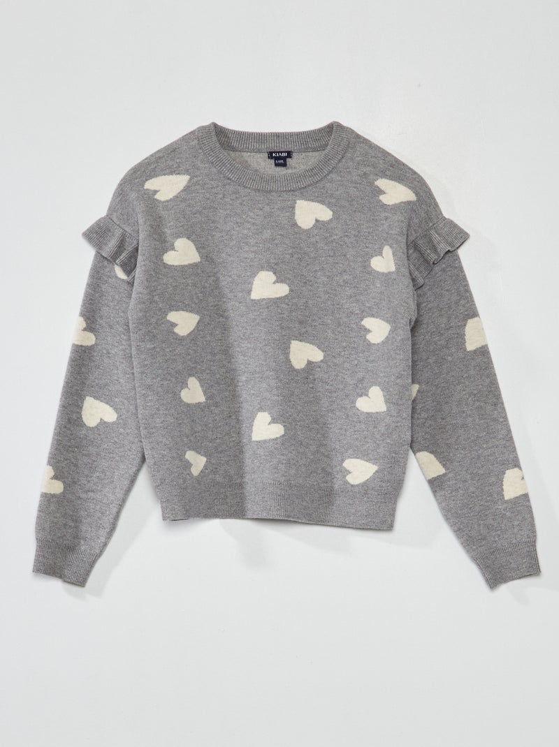 Pullover in maglia con volant GRIGIO - Kiabi