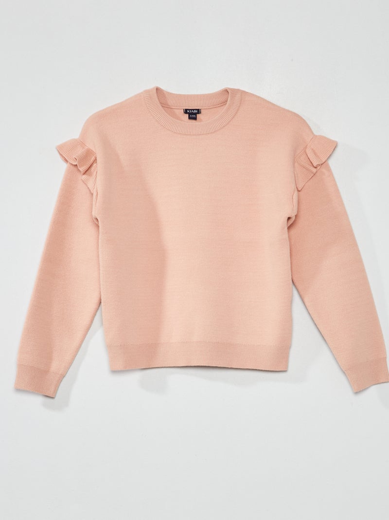Pullover in maglia con volant ROSA - Kiabi