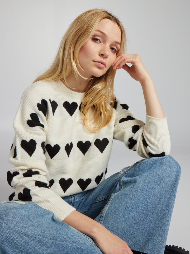 Pullover in maglia 'cuore' BEIGE - Kiabi