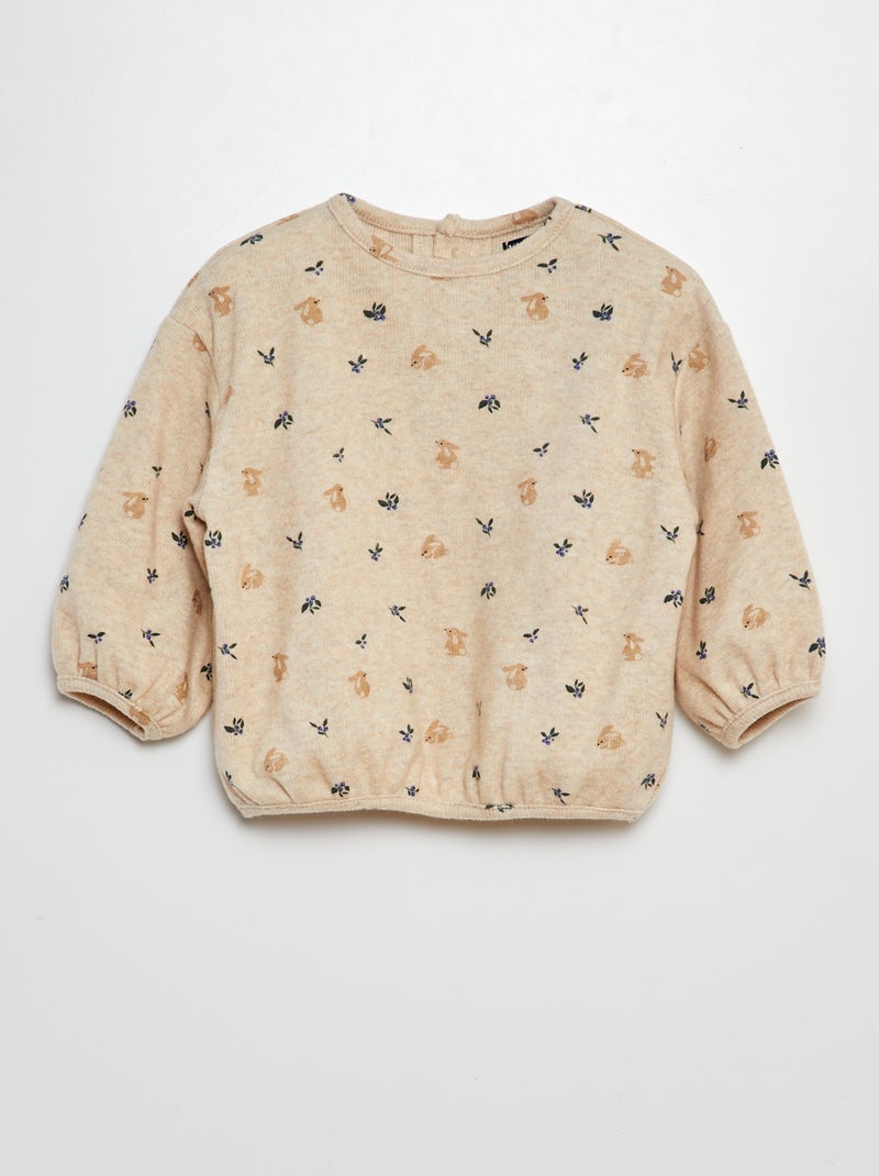 Pullover in maglia doudou BEIGE - Kiabi