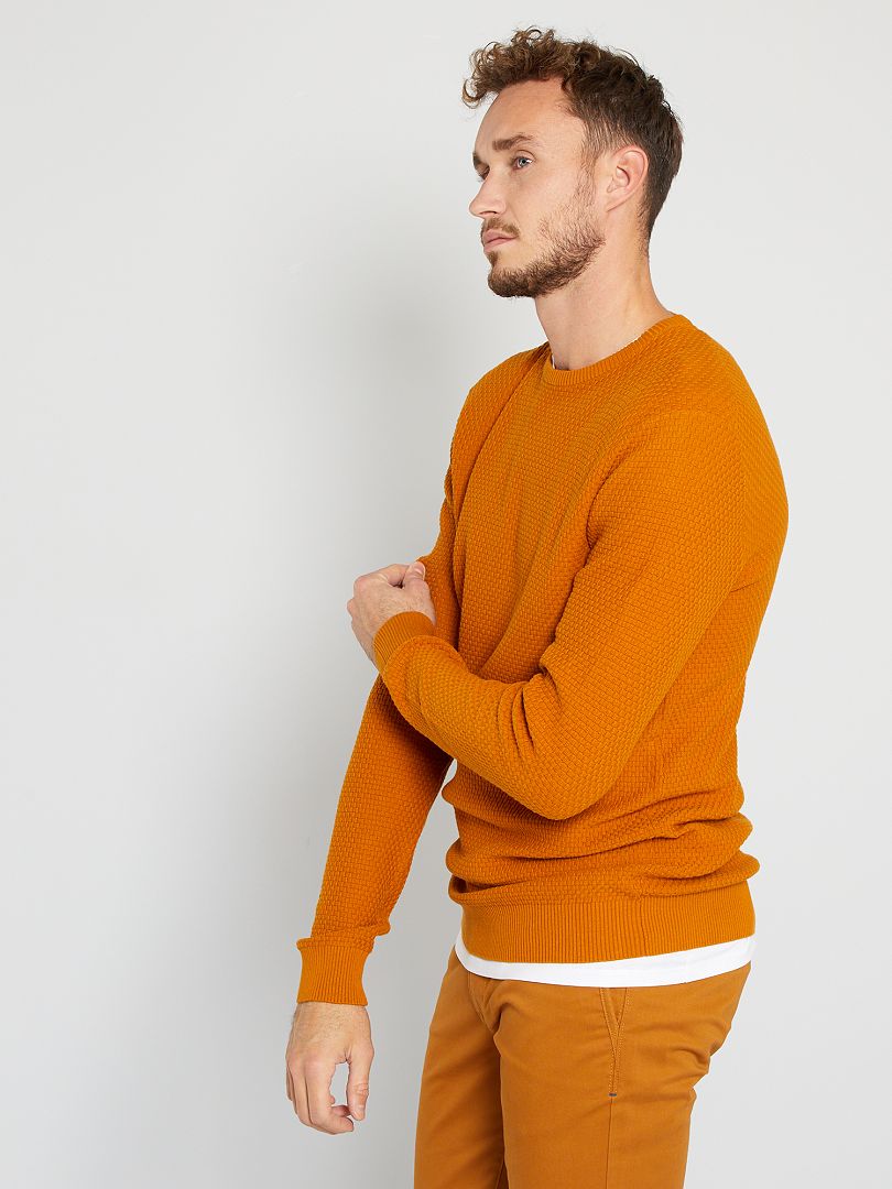 Pullover in maglia fantasia  + 190 cm marrone - Kiabi