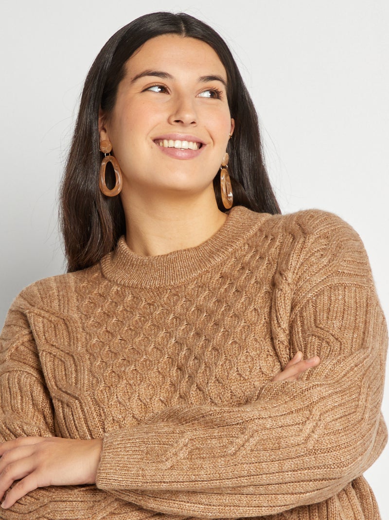 Pullover in maglia fantasia BEIGE - Kiabi
