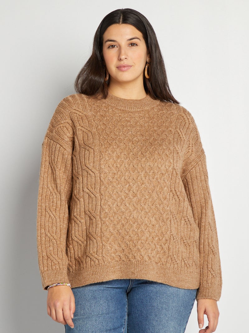 Pullover in maglia fantasia BEIGE - Kiabi