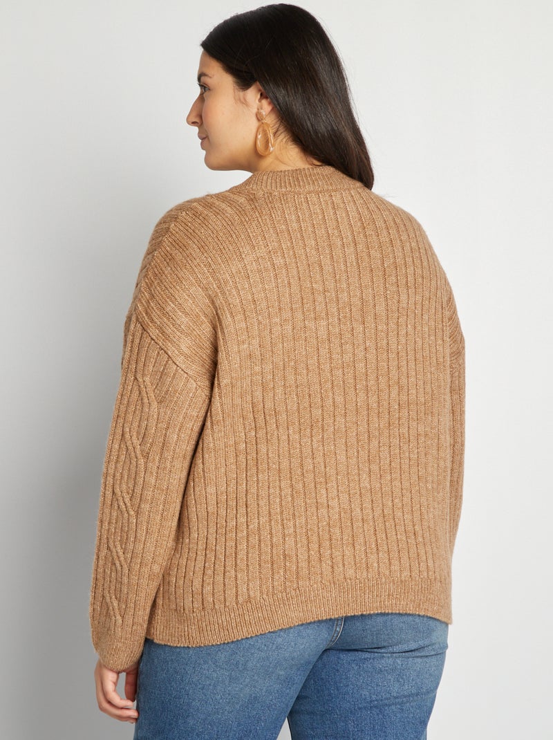 Pullover in maglia fantasia BEIGE - Kiabi