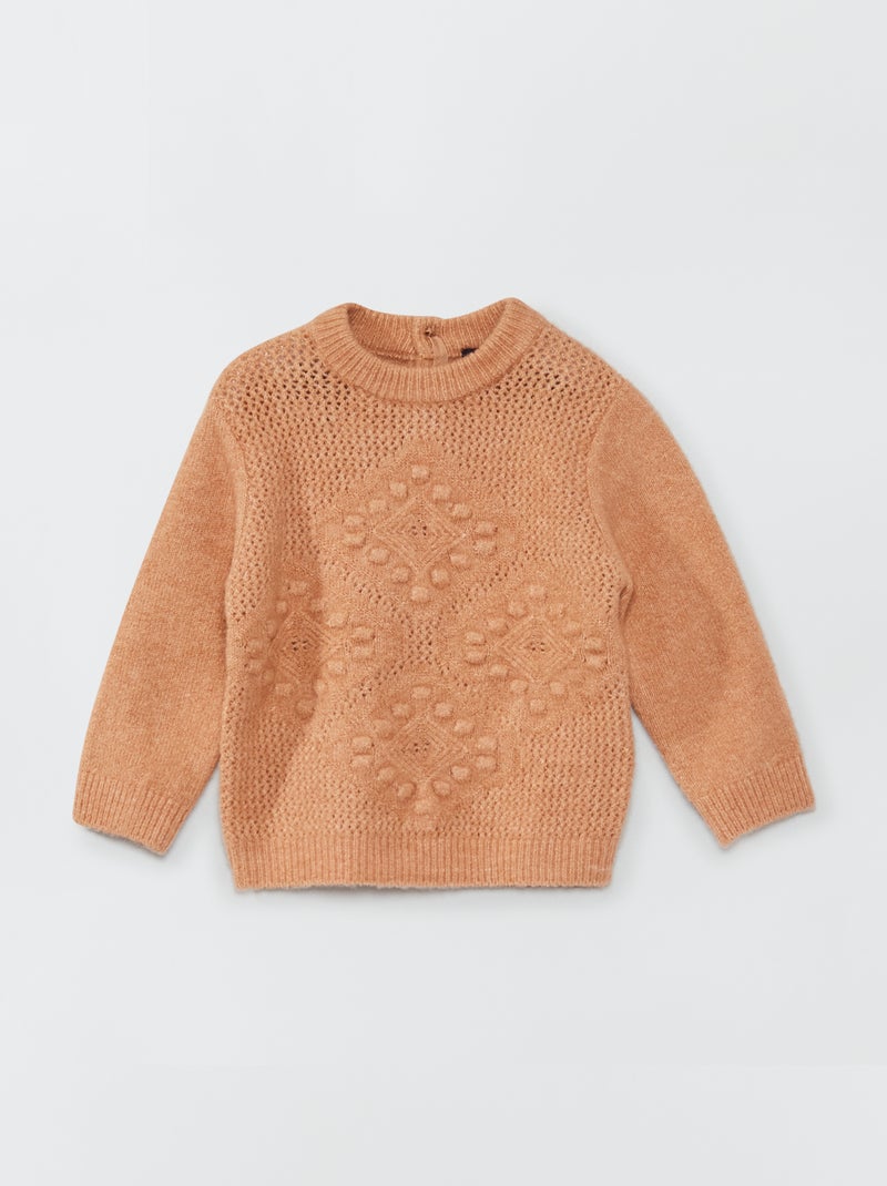 Pullover in maglia fantasia BEIGE - Kiabi