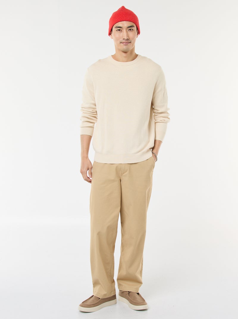 Pullover in maglia fantasia con scollo rotondo Bianco - Kiabi