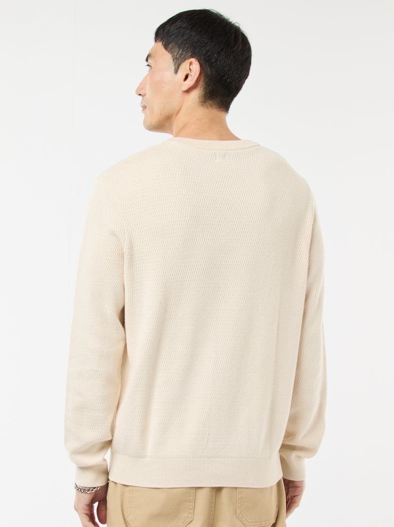Pullover in maglia fantasia con scollo rotondo Bianco - Kiabi