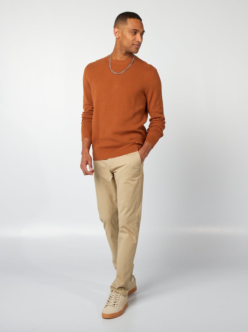 Pullover in maglia fantasia MARRONE - Kiabi