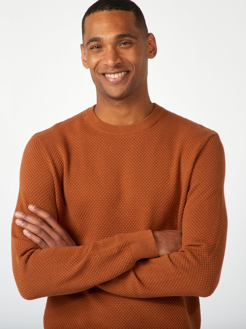 Pullover in maglia fantasia MARRONE - Kiabi
