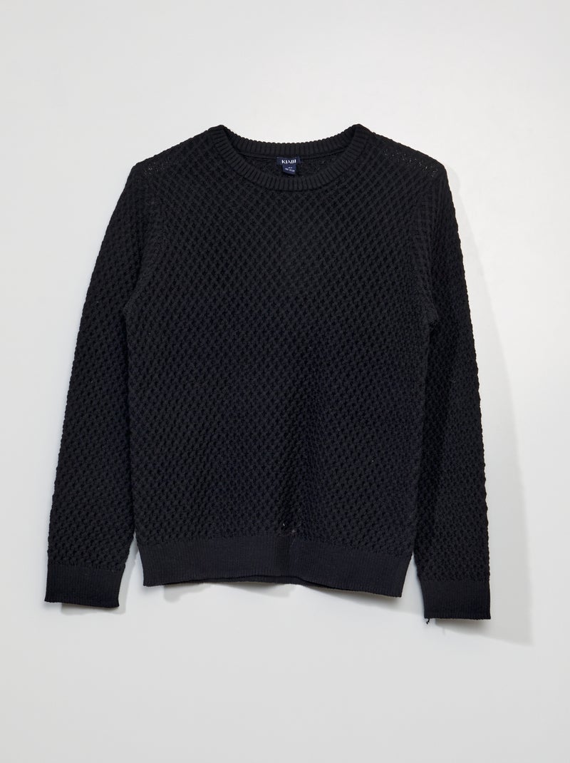 Pullover in maglia fantasia nero - Kiabi