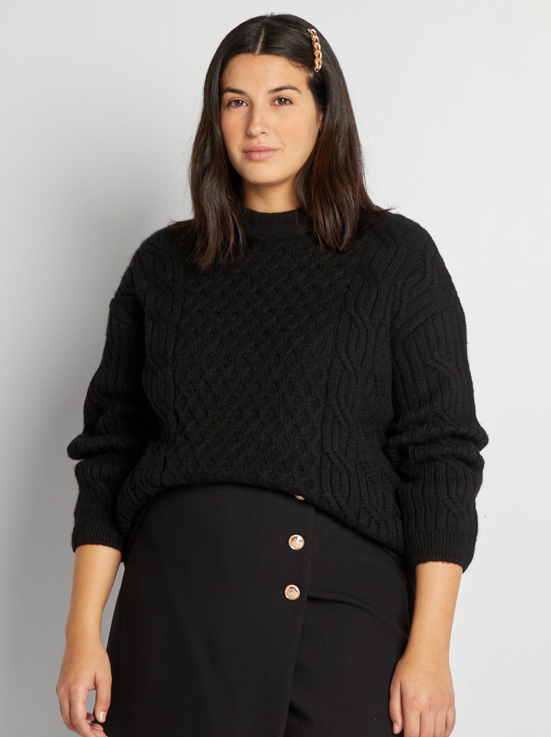 Pullover in maglia fantasia nero - Kiabi