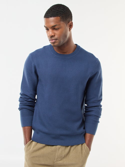 Pullover in maglia fine a tinta unita con collo rotondo - Kiabi